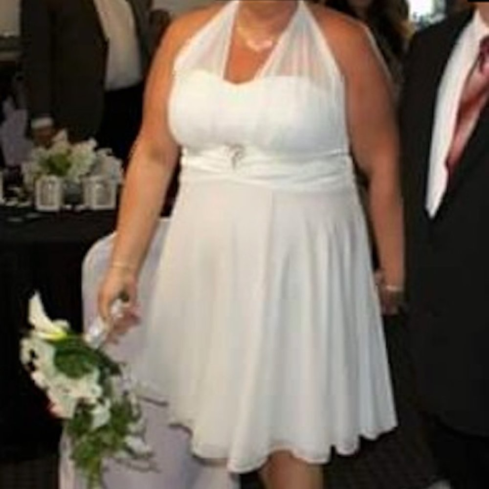 DB STUDIO White Halter Top Dress